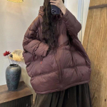 2025 S&uuml;gis/Talv Korea Stiilis Suur Suurus Valge Partsuleega Kapuutsiga Keskmise Pikkusega Jakk Naistele One Size black