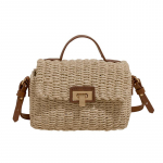 Kootud &otilde;lgkotid naistele Uus suvine prantsuse stiilis raffia klapiga crossbody kott naised rannakotid v&auml;ikesed ruudukujulised kotid 18x8x11cm beež