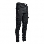 Mitme taskuga meeste teksap&uuml;ksid, &uuml;hev&auml;rvilised, denim, keskmise v&ouml;&ouml;kohaga, venivad, kitsad teksap&uuml;ksid L must