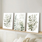 3 tk/komplekt Roheline V&auml;rv Taimede Lehed Kunsti &Otilde;limaal L&otilde;uend Puidust Raamiga Joonista Seinakatted Kodu Kaunistused (as the picture,30x40cmx3pcs)