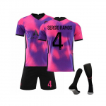 Paris Saint-Germain Neljas S&auml;rk 2020-21 Sergio Ramos Nr.4 Jalgpallis&auml;rk 3-osaline Komplekt Lastele T&auml;iskasvanutele 120