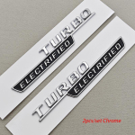 3D ABS C43 TURBO ELECTRIFIED Embleem K&uuml;lgtiiva M&auml;rk Tagaluugi T&auml;hed Logo Mercedes Benz W206 AMG Autode Stiilitarvikud white