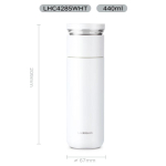 LOCK&LOCK (LOCK&LOCK) Isoleeritud tass teekurnaga, 316L roostevaba teras, Unisex termostass, 440ML, Valge, LHC4285WHT