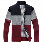 Kevadtalvine meeste kardigan &uuml;herealine mood kudum Plus Size kampsun &otilde;mblusega Colorblock Stand krae mantlid jakid M