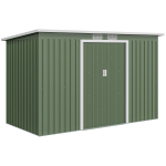 Metallist T&ouml;&ouml;riistamaja 6,3m&sup3; 280x130x172cm T&ouml;&ouml;riistakuur Kaldukatuse ja Liuguksega Ilmastikukindel Aiamaja V&auml;litingimustes Aiamaja Kapi Tagahoovi V&auml;litingimustesse 280 x 130 x 172 cm