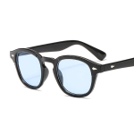 Vintage Johnny Deppi stiilis &uuml;mmargused p&auml;ikeseprillid L&auml;bipaistvad ookeanisinised klaasid P&auml;ikeseprillid Meeste Naiste Br&auml;ndi Disainer Oculos De Sol Other sinine