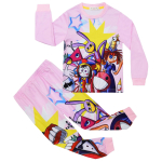 AIAI 2025H&auml;mmastav Digitaalne Tsirkus Kost&uuml;&uuml;m Laste Cosplay Pomni Caine Jax Pikk T-s&auml;rk + P&uuml;ksid Poisid T&uuml;drukud Pidžaama Halloweeni Maskeraad 110cm&Digital Circus pink
