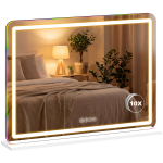 Valgustatud meigipeegel 80x60cm, h&auml;mardatav LED-tualettpeegel, RGB-valgus, 3 v&auml;rvitemperatuuri, valge 80 x 20 x 60 cm