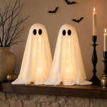 Halloweeni Sisekaunistused 2 pakki Valgustatud Kummituse Kaunistustega Lauale Lauale K&ouml;&ouml;ki Kaminale Puhkusepeo Paigutuse Kaunistused Small brown