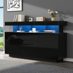 140 x 35 x 80 cm Moodne, k&otilde;rgl&auml;ikega kummut, kohvikuruum, akr&uuml;&uuml;lkummut LED-valgusribaga, sobib s&ouml;&ouml;gituppa, k&ouml;&ouml;ki, esikusse (Must) 140 x 35 x 80 cm must