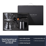 K&auml;sitsi valatud kohv, Tilguti kohvifilter, Kohvi jahvatamine, K&auml;sitsi valatud kohvikomplekt Five-piece set black
