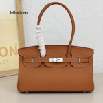 Lychee-mustriline plaatinast Kelly kott: Klassikaline Euroopa ja Ameerika kerge luksusnahast k&auml;ekott, naiste &uuml;he &otilde;la ja crossbody 35CM pruun
