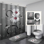 Veekindlad du&scaron;ikardinate komplektid vaipadega Lilletr&uuml;kk Vannitoatooted WC-istmekate libisemiskindel p&otilde;randamatt WC-vaibad vaip 4PCS Full Set