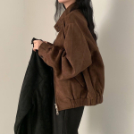 Naiste Kevad/S&uuml;gis Suede Vintage-stiilis Jakk L&uuml;hikeste Varrukatega Jakk V&auml;ikestele Naistele XS brown