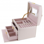 Kunstnahast ehtekarp Beauty Case Hoid S&auml;ilitusvahend Helelilla 17 x 12 x 12.5 cm beež
