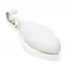 Les Tr&eacute;sors De Lily [H2585] - Pendentif Argent artisanal 'Sagesse' nacre argent&eacute; - 22x12 mm valge