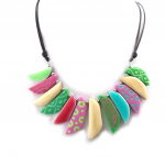 NOA [K1462] - Collier Cr&eacute;ateur 'Salade de Fruits' vert rose roheline