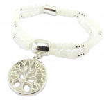 Les Tr&eacute;sors De Lily [P8457] - Bracelet cr&eacute;ateur 'Arbre de Vie' blanc argent&eacute; - 21x21 mm valge
