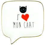 Les Tr&eacute;sors De Lily [R0487] - keraamiline s&auml;ilitustass  I love my Cat  valge must punane - 11. 5x11. 3x2 cm valge