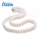 FENASY valge naturaalne mageveep&auml;rli kaelakee naistele 8-9mm p&auml;rlitest ehetest 45cm kaelakee Choker valge