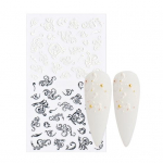 K&uuml;&uuml;nekleebis Pitsidisain 5D Graveeringuga Nail Art Dekoratsioon Manik&uuml;&uuml;r Valge roosi lille n&auml;pun&auml;ited naistele 3