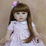 BZDOLL 60cm Pehmest silikoonist Reborn Baby Doll m&auml;nguasi t&uuml;drukule, riidest kehale, 24-tolline vin&uuml;&uuml;list pikkade juustega printsess v&auml;ikelaps Tayra dress up Alive Bebe Eyes, 60cm Doll sinine