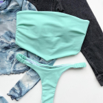 Suvised naiste ujumisriided, uus seksikas madala v&ouml;&ouml;kohaga l&otilde;hestatud bikiinikomplekt M roheline