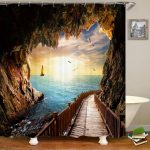 3d Rannamaastik Du&scaron;ikardinad Meri Ookean Vahemere Vannitoa kardin Veekindel riidest kaunistus 180*240cm Vannikardin 180x200cm