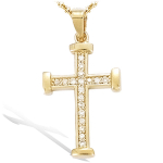 Les Tr&eacute;sors De Lily [J9529] - kullatud ripats  Purity Cross  kuldne valge - 22x15 mm kuld