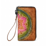 Johnature Vintage rahakotikaardihoidja ehtsast nahast reljeefne naiste pikad rahakotid, naturaalne p&auml;ris lehmanahast k&auml;ekott must