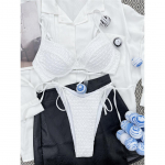 Kortsus traadiga Brasiilia bikiinid Naiste ujumistrikoo Naiste ujumisriided Kaheosaline bikiinikomplekt supluskost&uuml;&uuml;m ujumisdaam S valge