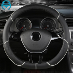 D-kujuline nahast auto roolikatte komplekt neljaks hooajaks VW GOLF 7 8 2015 POLO JATTA Salongi jaoks D Shape White line