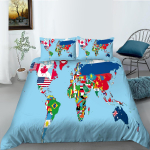 3D World Map voodipesukomplekt k&otilde;rglahutusega digiprindiga udusulgedega tekikott padjap&uuml;&uuml;r 2 v&otilde;i 3 t&uuml;kki AU180 * 210 t&auml;issuuruses kodukaunistus UK Single 135x200cm