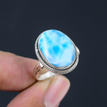 14x18 mm ovaalse kujuga naturaalsed Larimar 925 h&otilde;bedased Statement s&otilde;rmused naistele ja t&uuml;drukutele 5