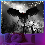 Mothman Tapestry Gothic Skull Anime seinavaibad Mandala kaunistus Kodu Liblikas Boho Toakaunistus Must ja punane seinakunst Rippus 95x73cm