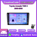Toyota Avensis T250 2 2003-2009 jaoks koos nupu nupuga Android autoraadio multimeediumipleier Navigatsioon stereo GPS 2 Din Carplay 2+32GB 2+32GB