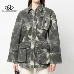 Trendikas disainjakk Uus toode T&otilde;mblukuga Tasku Kaunistus V&ouml;&ouml;koht Kamuflaaž t&ouml;&ouml;jakk naistele S mitmev&auml;rviline