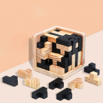 Originaalne 3D puidust peamurdmism&auml;ng Sharp Brain Zone'ilt, Genius Skills Builder T-kujulised t&uuml;kid, hariv m&auml;nguasi lastele ja t&auml;iskasvanutele, lauam&auml;nguasjad kingituseks T-shaped,7.2x7.2x7.2cm must/valge