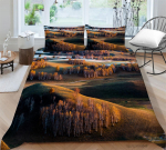 3D Forest Pattern Deluxe kodu voodipesukomplekt t&auml;issuuruses tekikott ja padjap&uuml;&uuml;r, maastikuprint pestav ja mugav magamistoa voodipesu UK Single 135x200cm