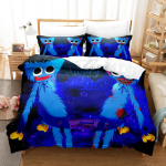 kemila 3D Huggy wuggy tekikott koos padjap&uuml;&uuml;riga, kaheinimesevoodi, kaheinimesevoodi, suur kuninganna voodiriided, voodipesu US Full 200x230