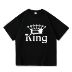 2023 Casual KING QUEEN Print Suvine puuvillane T-s&auml;rk L&uuml;hikeste varrukatega Kaelusega Lahtine armukeste T-s&auml;rk Naiste Meeste T-s&auml;rk T-s&auml;rk S valge