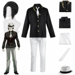 Anime Demon Slayer Kimetsu No Yaiba Kibutsuji Muzan Cosplay kost&uuml;&uuml;m Must parukas &Uuml;likond Lipsu m&uuml;ts Riietus Halloweeni karnevali vormiriietus L-(Costume+Wig)