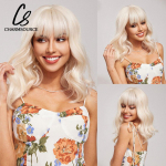 Plaatinablond laineline parukas tukkidega Kvaliteetsed s&uuml;nteetilised parukad Naturaalsetest juustest igap&auml;evane Cosplay parukas Kuumakindel kiud