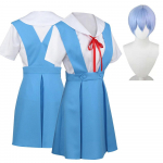 Anime Evangelion Halloween Women Cosplay Asuka Langley Soryu Tokyo Ayanami Rei kost&uuml;&uuml;mid koolivormi parukas, sinine oranž XXXL