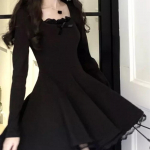 Kootud Kawaii pitskleit Naistele Kootud L&uuml;hikesed kleidid Peo&otilde;htu Korea mood Kudumid S&uuml;gismantel Naine S must