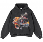 Streetwear Dinosaur Chariot mustriga Unisex kapuuts S must