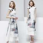 Suvised naised Cheongsam Qipao &otilde;htukleit Hiina idamaine Lmproved Hiina tinditr&uuml;kiga kleidid Traditsiooniline Hiina pulmakleit L valge