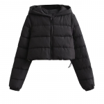 L&uuml;hike &uuml;hev&auml;rviline kapuutsiga naiste vaba vabaaja mantel S must