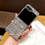 Luksuslik Bling Rhinestone parf&uuml;&uuml;mipudeli telefoni&uuml;mbris Samsung Galaxy Z Flip 5 4 3 Z Fold 5 4 3 S23 S22 ultra S21 S20 FE A14 A54 A13 A23 A33 A53 A52 Samsung Z flip 5 valge