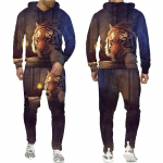 Isiksus Roaring Tiger 3D Prindiga meeste kapuuts/komplekt Lahedad dressipluusid + p&uuml;ksid, kost&uuml;&uuml;m, dressid, spordir&otilde;ivad, moer&otilde;ivad paarile XL